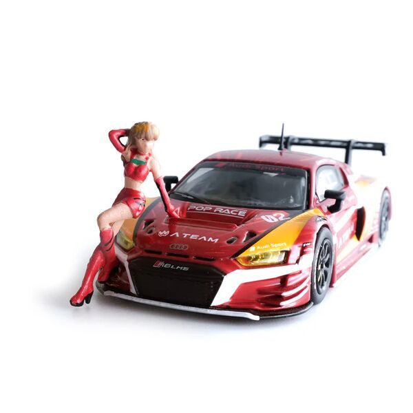 Evangelion Shin Gekijouban - EVA-02 - Souryuu Asuka Langley - Audi R8 LMS Eva RT Production Model-02 X Works R8 w/Asuka Shikinami Langley Race Queen Figure - 1/64 (Pop Race)