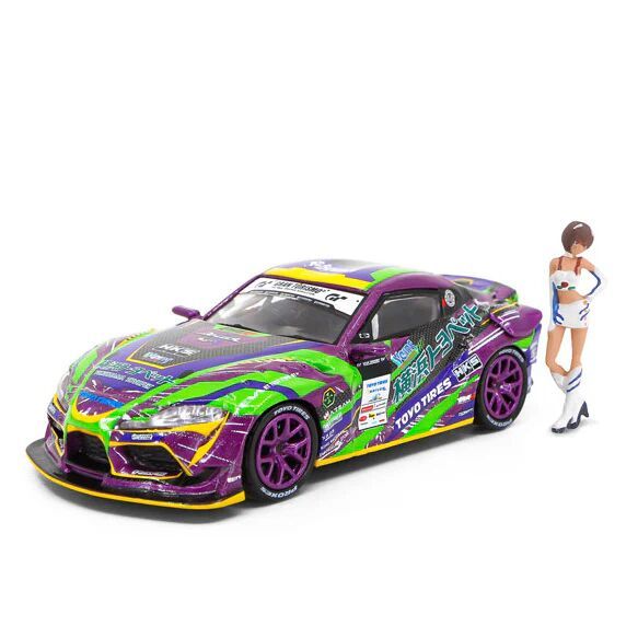 Evangelion Shin Gekijouban - Ayanami Rei - EVA-01 - Eva RT Test Type-01 GR Supra D1 Grand Prix Series 2020 w/ Rei Ayanami Race Queen Figure - 1/64 (Pop Race)